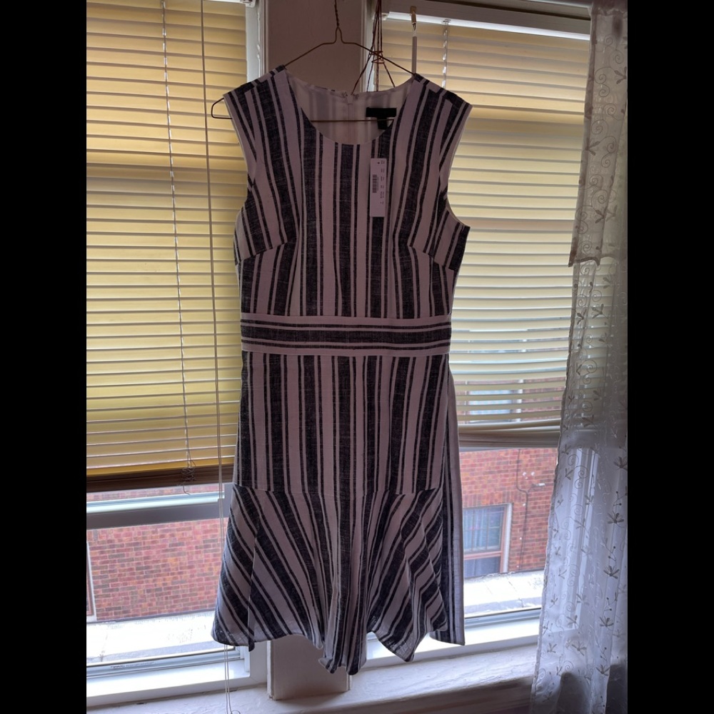 Great summer J Crew black and white striped linen dress